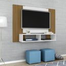 Painel Para Tv Ripado Madeira Nicho Suspenso Branco Ripado