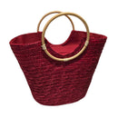 Bolsa Grande Alça Madeira Artesanal  Cor:vinho