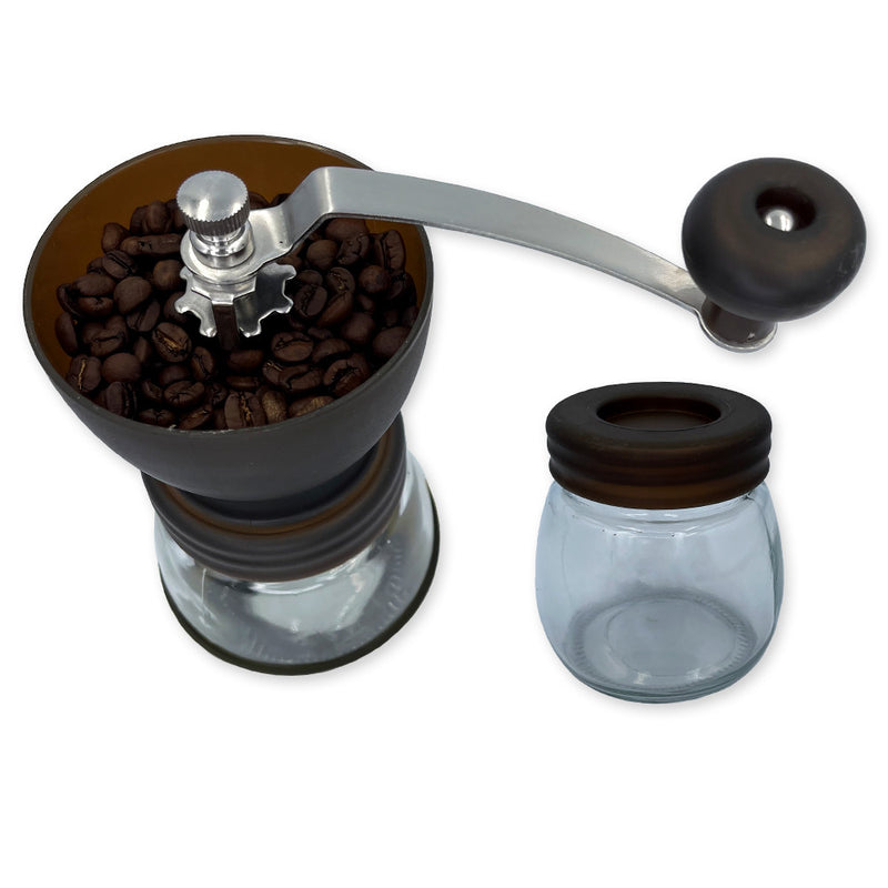 Moedor De Café Manual Vidro Plastico Inox Ceramica - Marrom