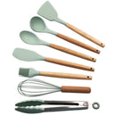 Conjunto de Utensilios Silicone 8 Peças - Verde Claro