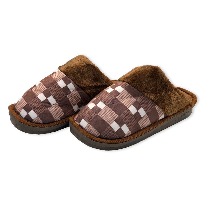 Pantufa Masculina Xadrez Marrom 44/45