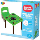 Mesinha E Cadeira Infantil Dinossauro Com Adesivos E Espaço Lateral