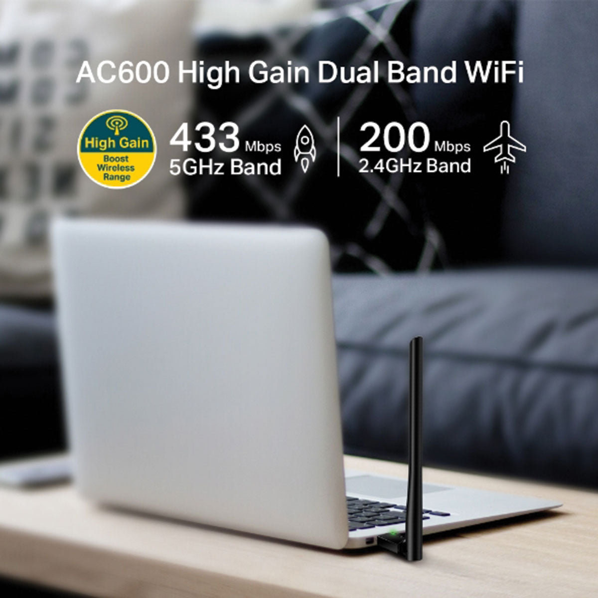 Adaptador Usb Wireless Ac600 Archer Dual Band 2.4ghz E 5ghz Antena 5dbi T2u Plus