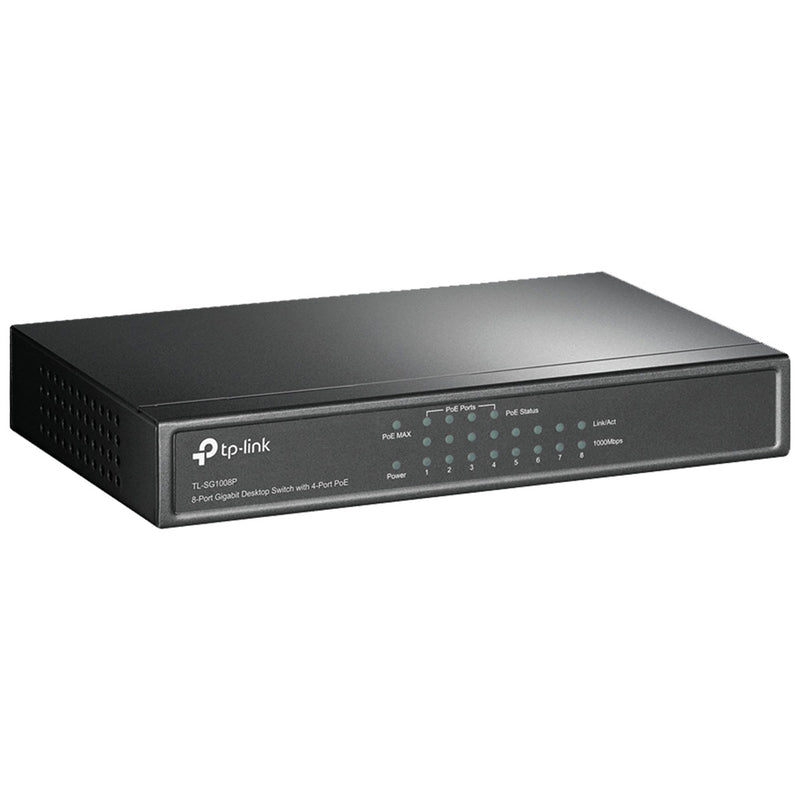 Switch Gigabit 10/100/1000 8 Portas C/ 4 Portas Poe+ Tl-sg1008p Smb