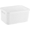 Caixa Plástica Multiuso Rattan Com Tampa 8l Branca