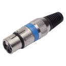 Conector Xlr Femea Linha Azul Corpo Metalico Storm 05 Unidades