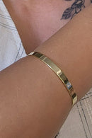 Bracelete Liso Largo Banhado Em Ouro 18k Cor:dourado