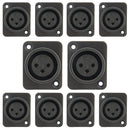Conector Xlr Painel Plástico Preto Storm 10 Unidades