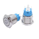 Botão Push-button 19mm Prata 220v 3a C/ Led Azul 12v Storm