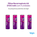PILHA RECARREGÁVEL ELGIN AA 2700MAH BLISTER COM 4 UNIDADES