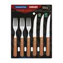 Jogo De Talheres Tramontina Churrasco Com Cabos De Madeira Natural 12 Peças
