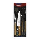 Jogo Para Churrasco Tramontina Com Cabos De Madeira Natural 03 Peças
