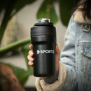 Garrafa Térmica Copo Inox 500ml Canudo Alça Cor: Preto