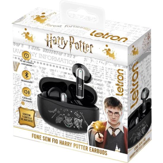 Fone de Ouvido Bluetooth Letron Harry Potter Preto