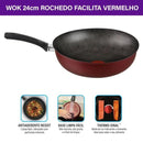 Frigideira Wok Rochedo Facilita Vermelho 24cm - CXM / 6