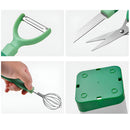 Conjunto 5 Peças Utensílios Ralador Tesoura Faca Suporte