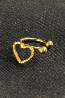 Piercing Fake Com Coração Banhado Em Ouro 18k Cor:dourado