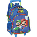Mochila Infantil Com Rodinha Super Mario Bros G Azul