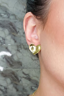 Brinco Coração Oval Banhado Em Ouro 18k Cor:dourado