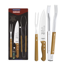 Jogo Para Churrasco Tramontina Com Cabos De Madeira Natural 03 Peças