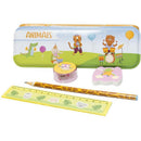 Kit Escolar Animais Livro + 5 Peças