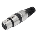Conector Xlr Femea Linha Preto Corpo Metalico Storm 05 Unidades