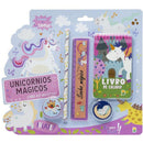 Kit Escolar Unicornios Livro + 4 Peças
