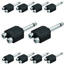Adaptador Plug P10 Mono Para 2 Rca Níquel Storm 10 Un