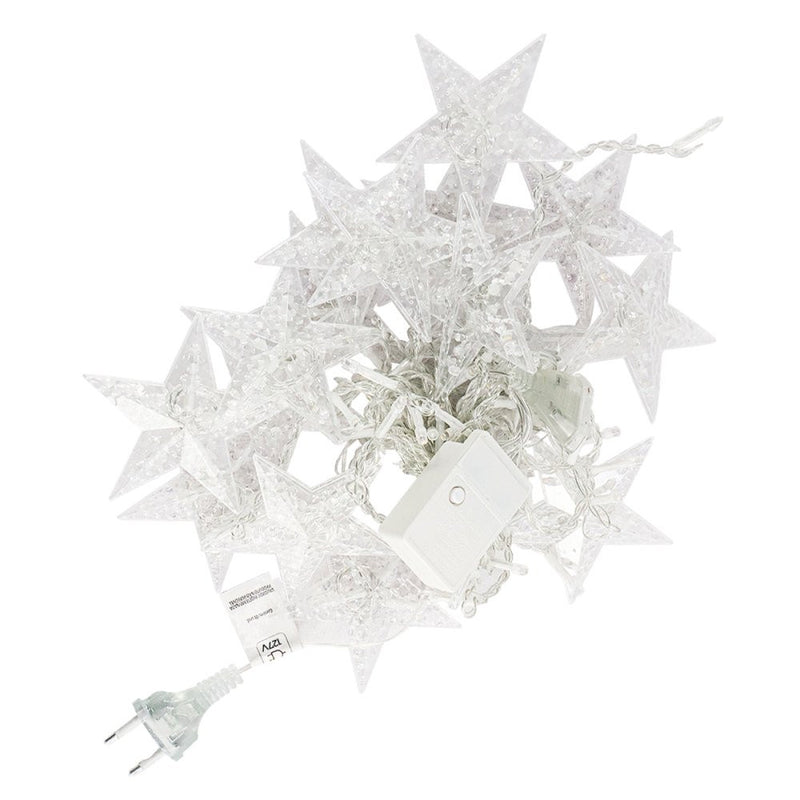 Cascata em V Estrela Natal 3 Metros 8 Funções 136 LEDs Branco Quente 110v