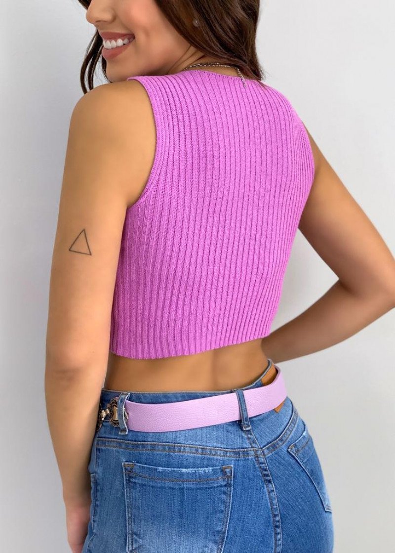 Cropped Básico Canelado Tricot Modal