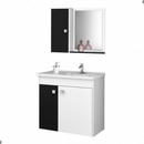 Gabinete Para Banheiro Espelheira Branco Preto