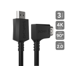 Cabo Hdmi 2.0 Pcyes Conector 90º Horizontal - Preto - 3 Metros - Phm20-3h-001