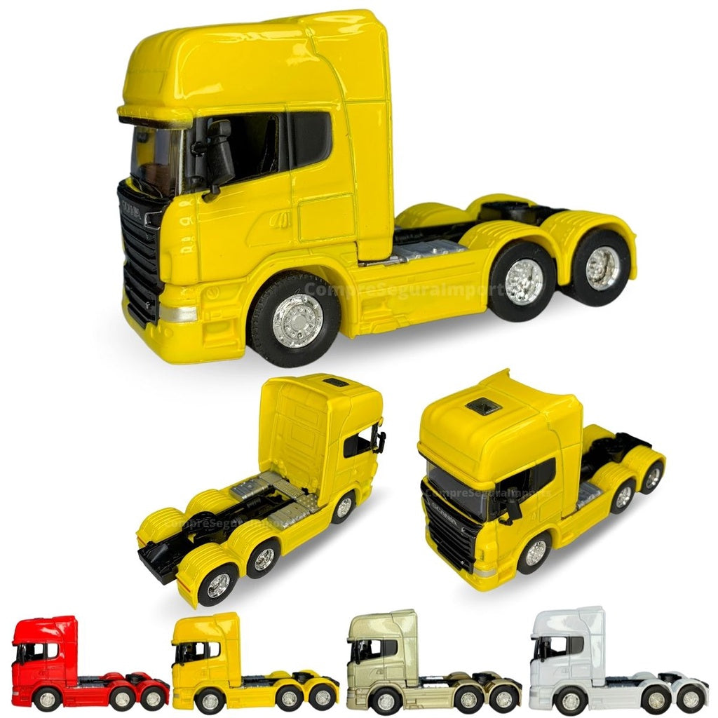 Kit 2 Caminhão de Coleção Trucado 6x2 Volvo Fh 500 + Scania R730