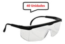 Kit 40 óculos Protetor Epi Regulagem Resistente Incolor Ca - UN / 40