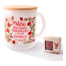 Caneca Xícara Vidro Com Tampa Presente Dia Das Mães