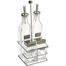 Conjunto Galheteiro 5 Peças Suporte Aço Inox Vidro
