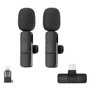 2 Microfones Wireless Lapela Adaptador Ios Encaixe Tipo C
