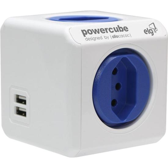 Adaptador Benjamim Múltiplo Com USB Powercube PWC-R5 Bivolt ELG