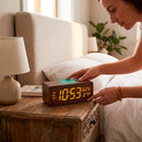 Relógio Digital Carregador Indução Despertador Marrom