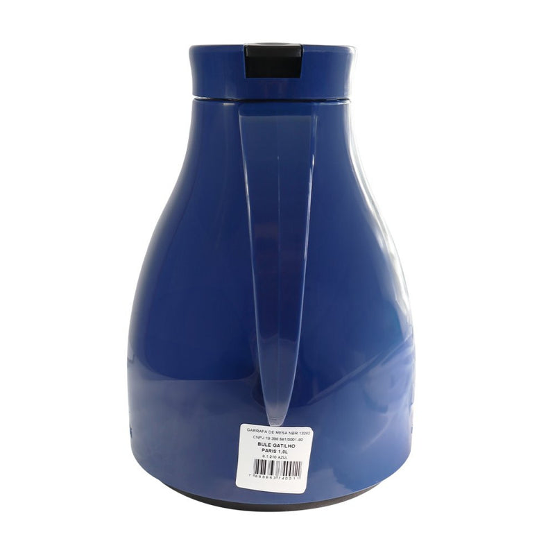 Garrafa Térmica Bule C/ Gatilho 1,0 Litro Café - Azul