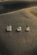 Trio De Zircônia Quadrada Lavanda Banhado Em Ouro 18k Cor:dourado
