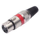 Conector Xlr Femea Linha Vermelho Corpo Metalico Storm 05 Unidades