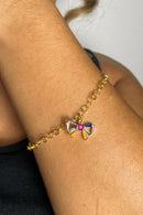 Pulseira Com Laço De Zircônias Coloridas Banhado Em Ouro 18k Cor:dourado