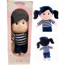 Boneca Anaju Negra 32cm Com Frases, Cabelo Preto E Roupinha Listrada