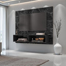 Painel Para Tv Preto Com Nicho Suspenso Nero