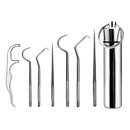 Conjunto 7 Peças Higiene Limpeza Bucal Limpeza Aço Inox