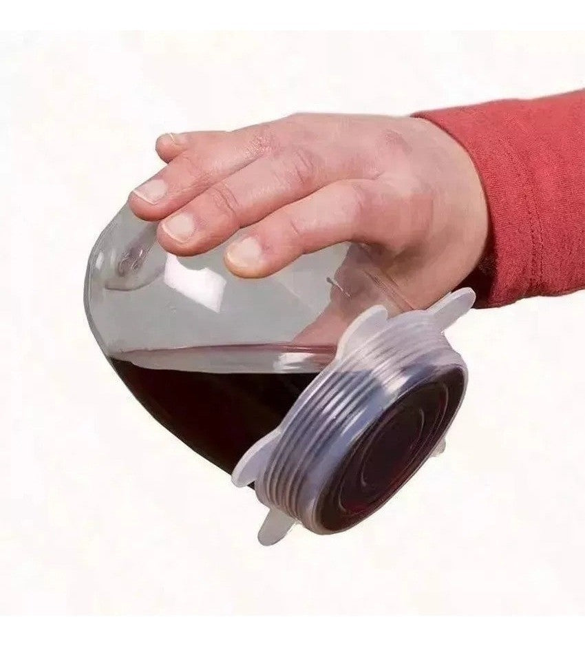 Kit 6 Tampas Silicone Panela Pote Universal Flexível Lavável