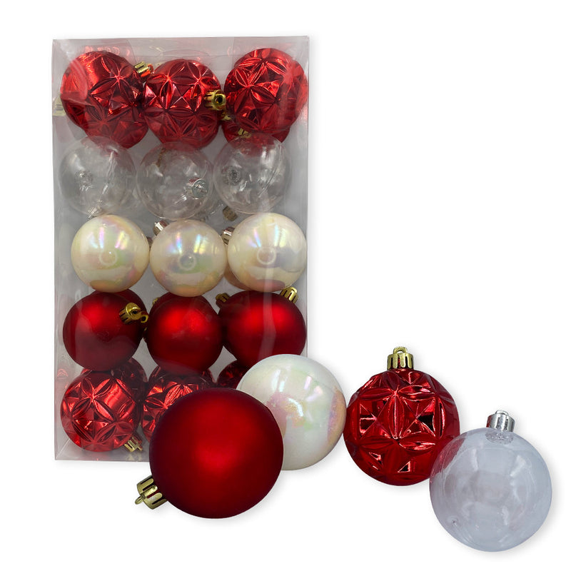 Kit 30 Bolinhas De Natal Enfeite Natalino Vermelho 6cm