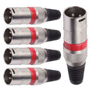 Conector Xlr Macho Linha Vermelho Metalico Storm 05 Unidades