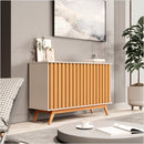 Balcão Ripado Tres Portas Design Elegante Off White Nature